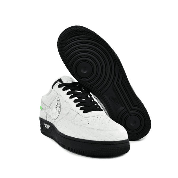 LV x Air Force 1 Low White Black Silver Sneakers