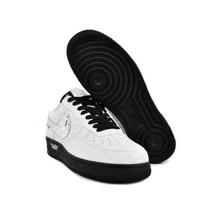 LV x Air Force 1 Low White Black Silver Sneakers