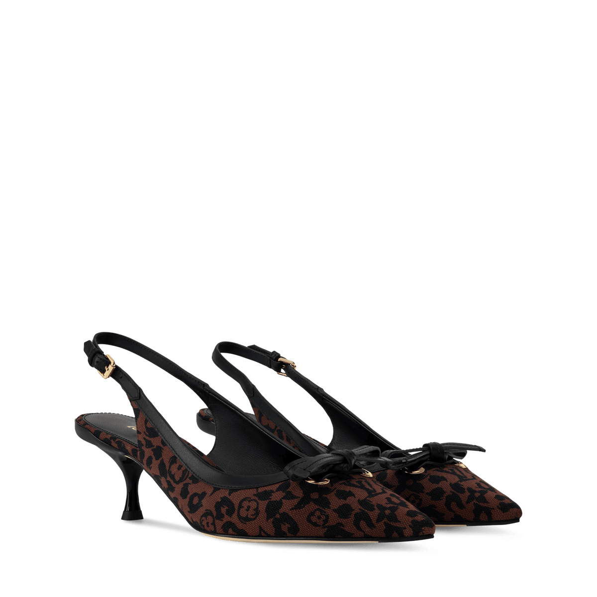 6AM Slingback Pump Brown Monogram Leopard Canvas 1AJL09