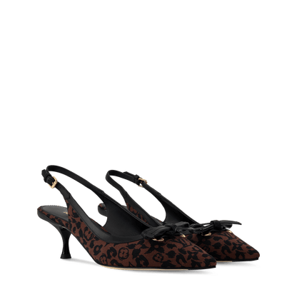 6AM Slingback Pump Brown Monogram Leopard Canvas 1AJL09