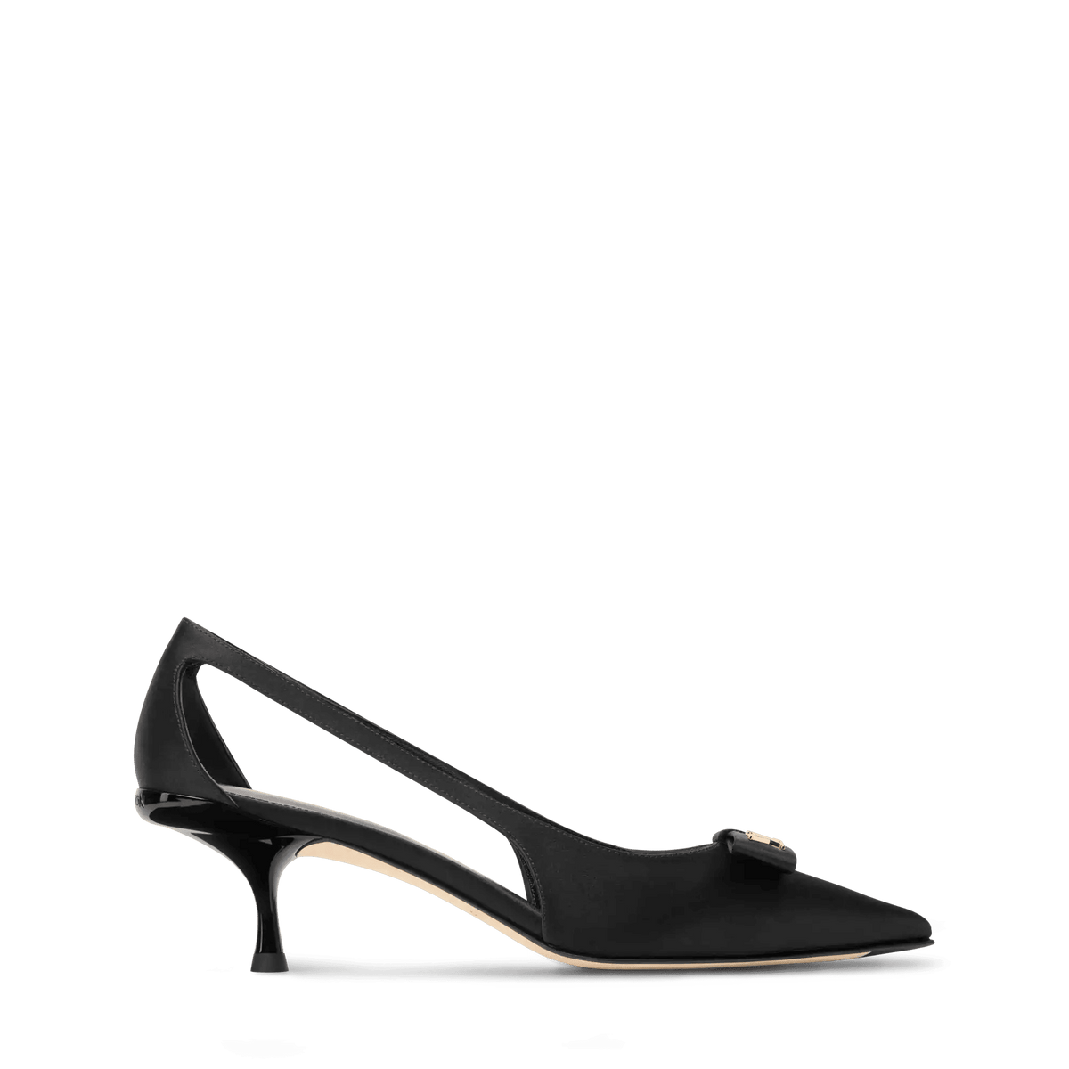 6AM Pump Black Satin Kitten Heel 1AK2KC