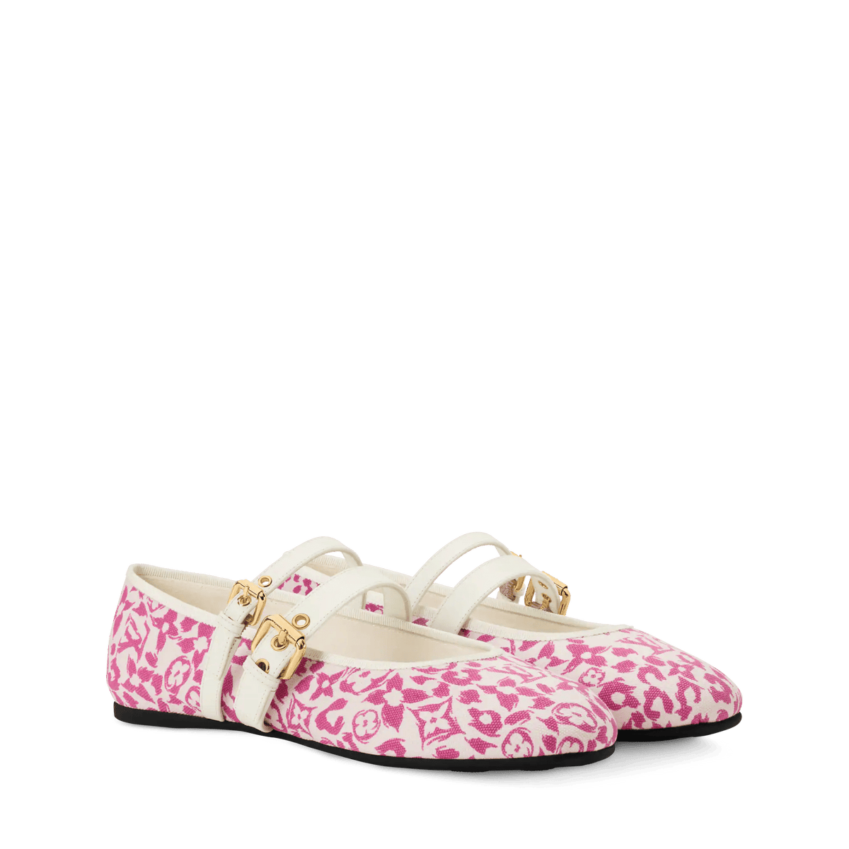 Bella Mary-Jane Ballerina Pink Monogram Leopard Canvas 1AJLNX