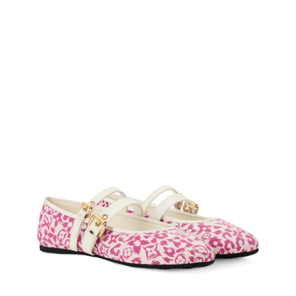 Bella Mary-Jane Ballerina Pink Monogram Leopard Canvas 1AJLNX
