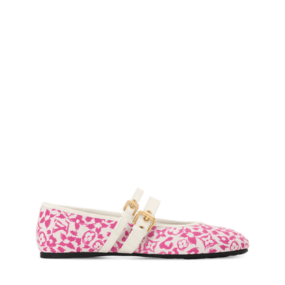 Bella Mary-Jane Ballerina Pink Monogram Leopard Canvas 1AJLNX