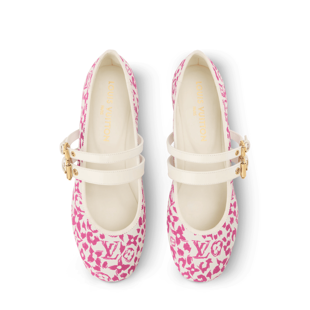 Bella Mary-Jane Ballerina Pink Monogram Leopard Canvas 1AJLNX