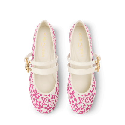Bella Mary-Jane Ballerina Pink Monogram Leopard Canvas 1AJLNX