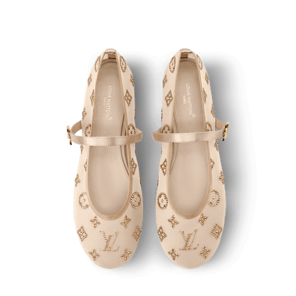 Romy Flat Ballerina Mesh Rhinestone Monogram Ballet Pump 1AK3Q0