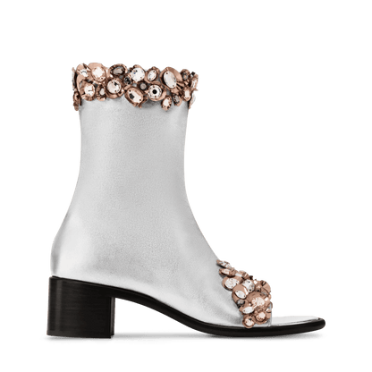 Talisman Open Toe Ankle Boot Silver Metallic Lambskin 1AJOAU