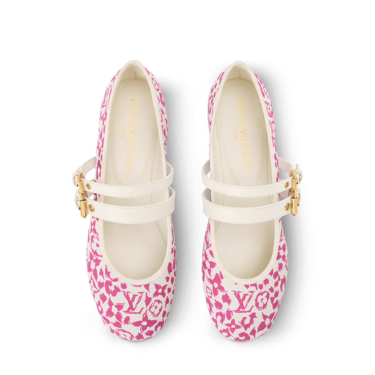 Bella Mary-Jane Ballerina Pink Monogram Leopard Canvas 1AJLNX