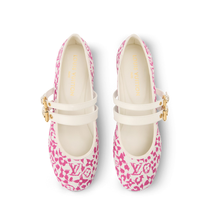 Bella Mary-Jane Ballerina Pink Monogram Leopard Canvas 1AJLNX