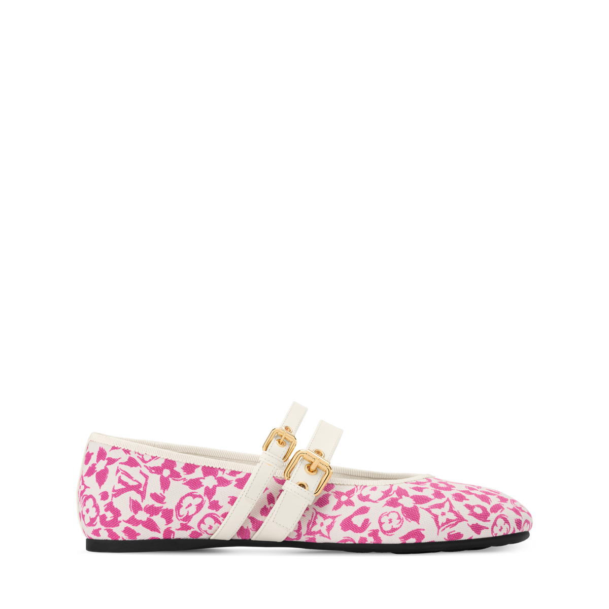 Bella Mary-Jane Ballerina Pink Monogram Leopard Canvas 1AJLNX
