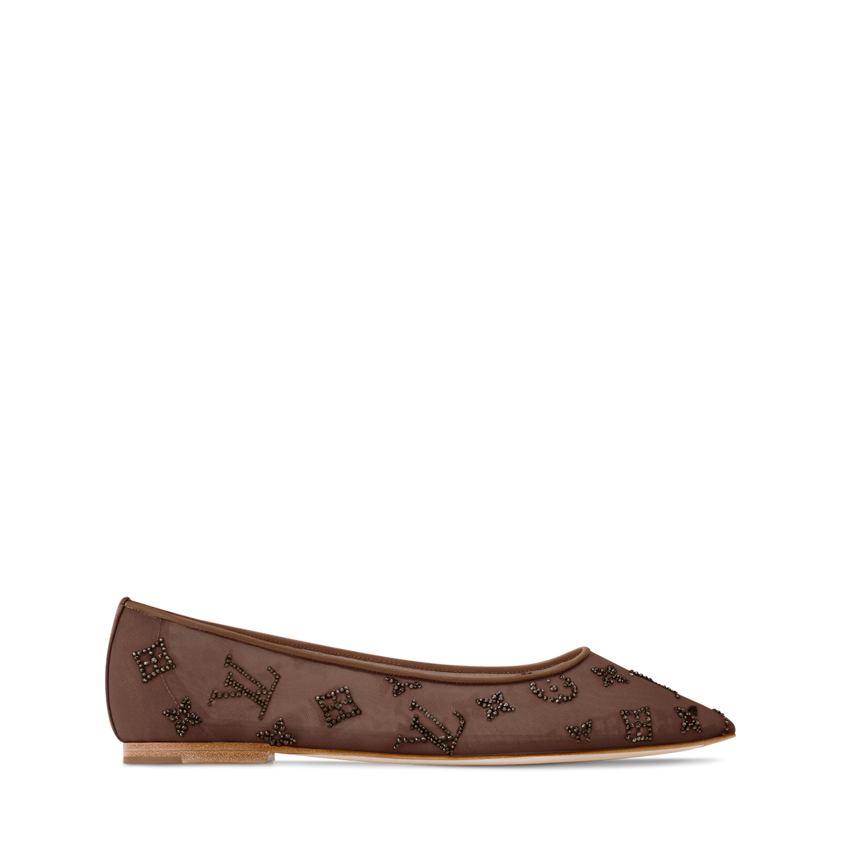 Gala Flat Ballerina Brown Mesh Strass 1AIFUI