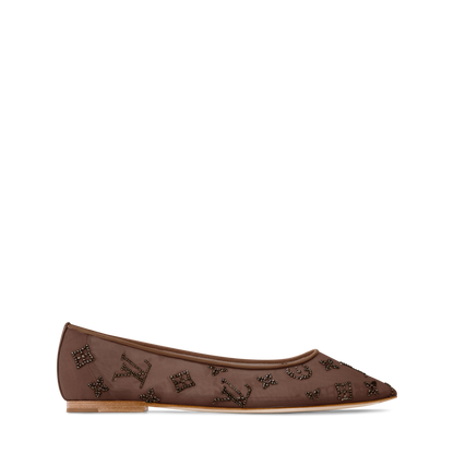 Gala Flat Ballerina Brown Mesh Strass 1AIFUI