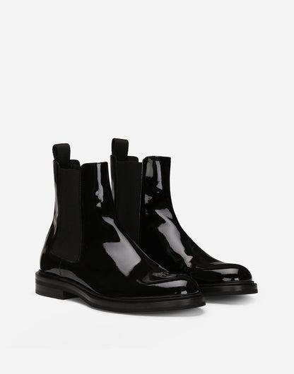 Patent Calfskin Leather Ankle Boots