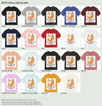 Peace Was an Option Cat & Dog Heart T-Shirt in all 19 colors side by side: Black, Athletic Heather, Dark Grey Heather, Heather True Royal, Maroon, Navy, Pink, Red, White, Ash, Heather Peach, Heather Ice Blue, Black Heather, Brown, Mauve, Heather Prism Lilac, Heather Prism Ice Blue, Mustard, Natural
