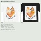 Peace Was an Option Cat & Dog T-Shirt on a White tee next to a Black tee, showing the white print panel
