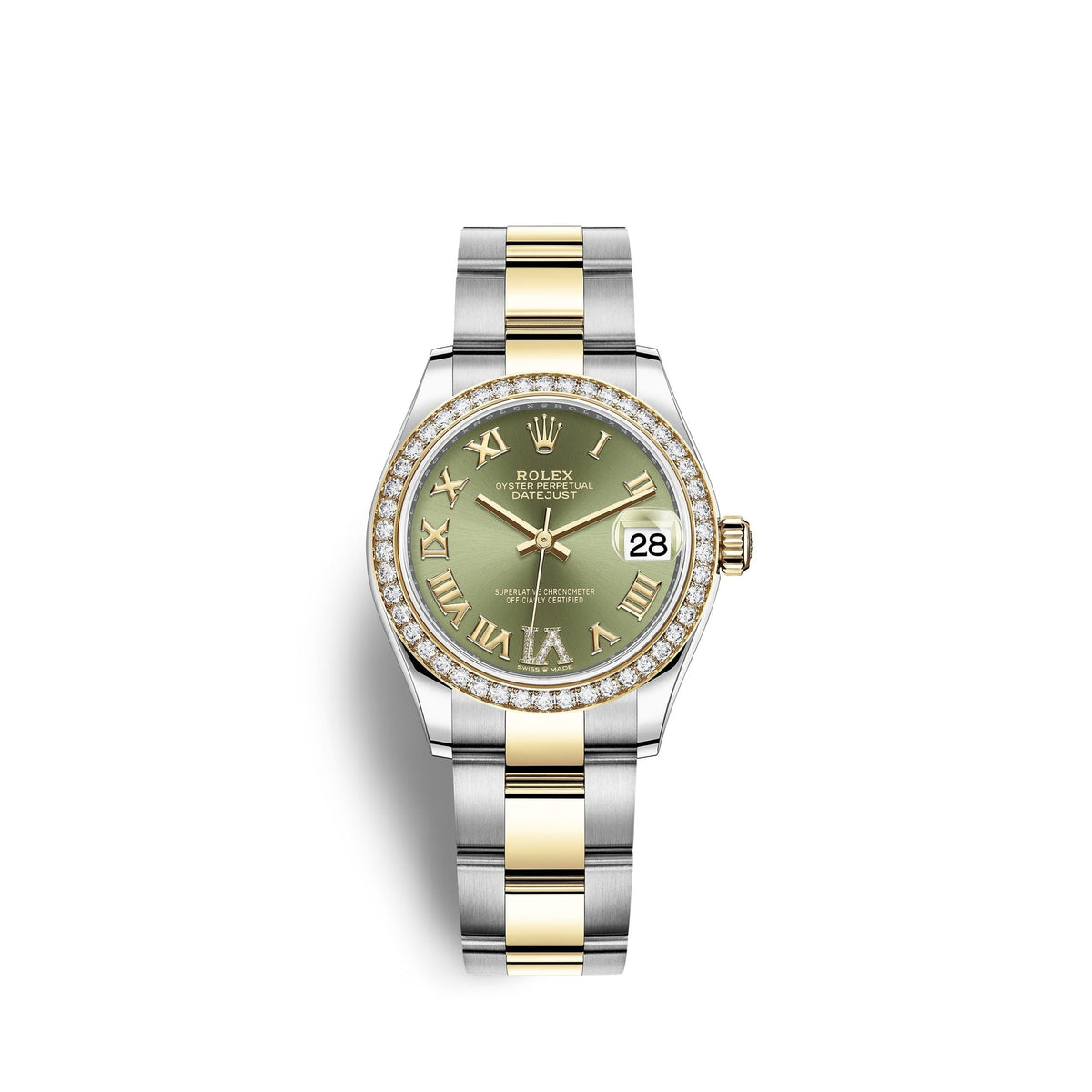 Datejust 31, Oystersteel, 18kt Yellow Gold and diamonds, Ref# 278383RBR-0015
