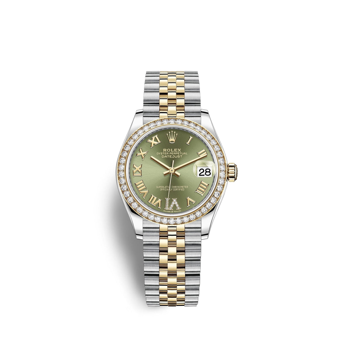 Datejust 31, Oystersteel, 18kt Yellow Gold and diamonds, Ref# 278383RBR-0016