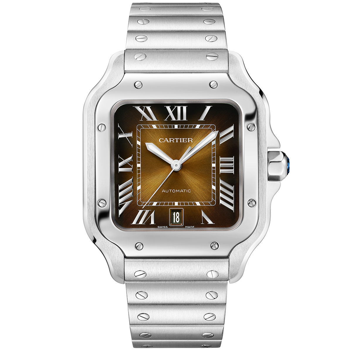 Santos de CT Large Brown Dial Automatic Bracelet/Strap Watch