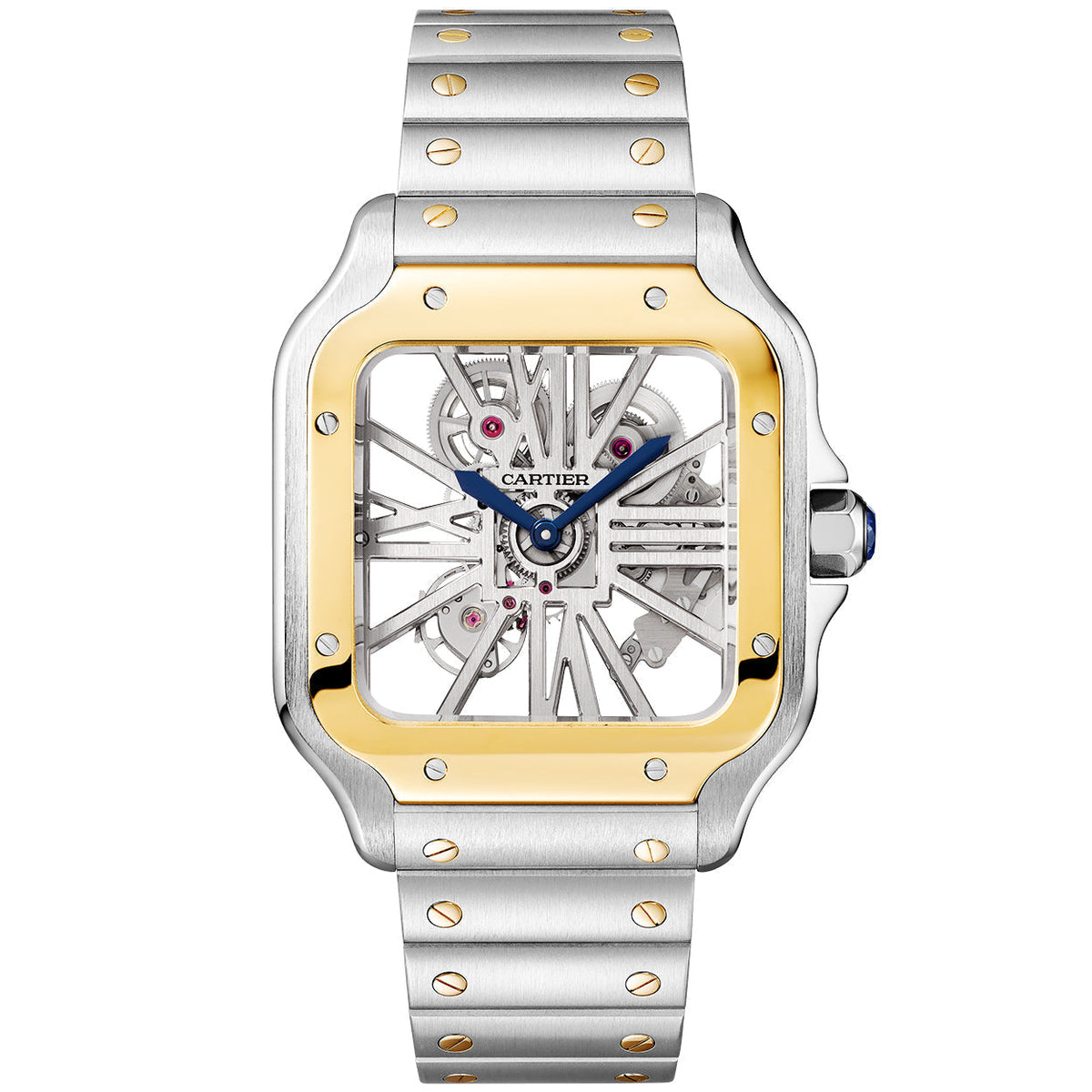 Santos de CT Large Skeleton Steel & 18ct Yellow Gold Bracelet Watch