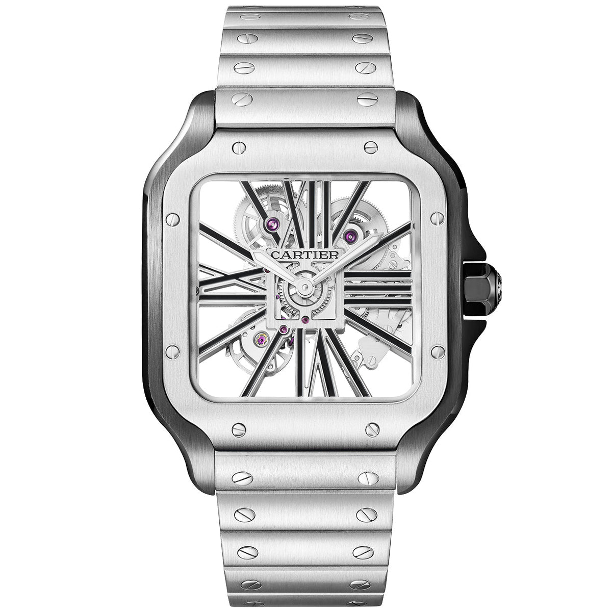 Santos de CT Large Skeleton Steel & Black ADLC Watch