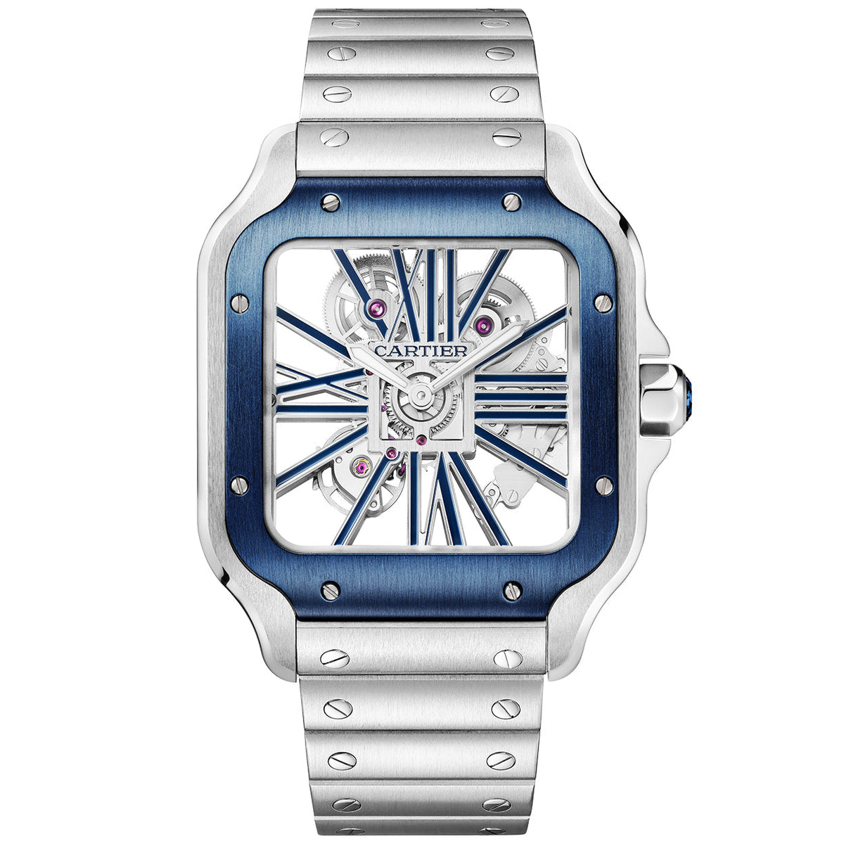Santos de CT Large Skeleton/Blue Dial Men’s Watch