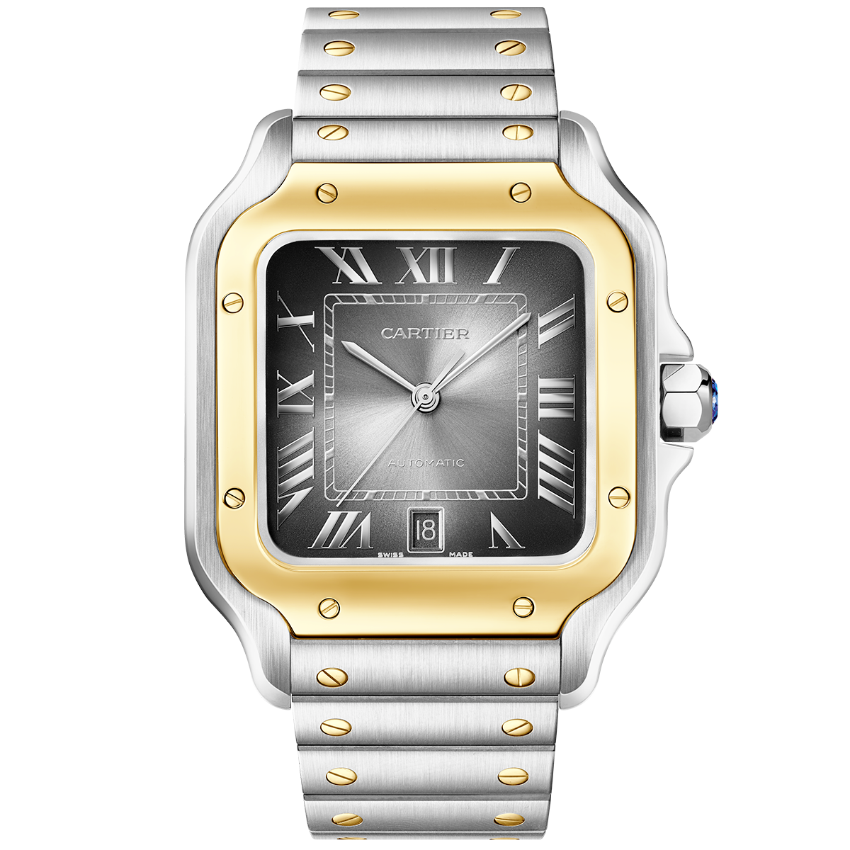 Santos de CT Large Two-Tone Grey Dial Bracelet/Strap Watch
