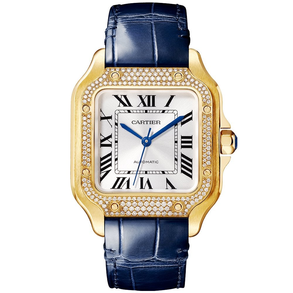 Santos de CT Medium Diamond Set Automatic 18ct Yellow Gold Watch