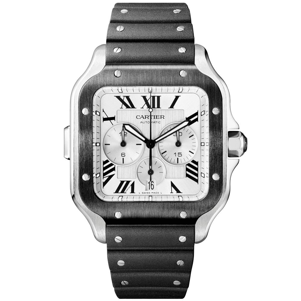 Santos de CT XL Chronograph Rubber/Leather Strap Watch